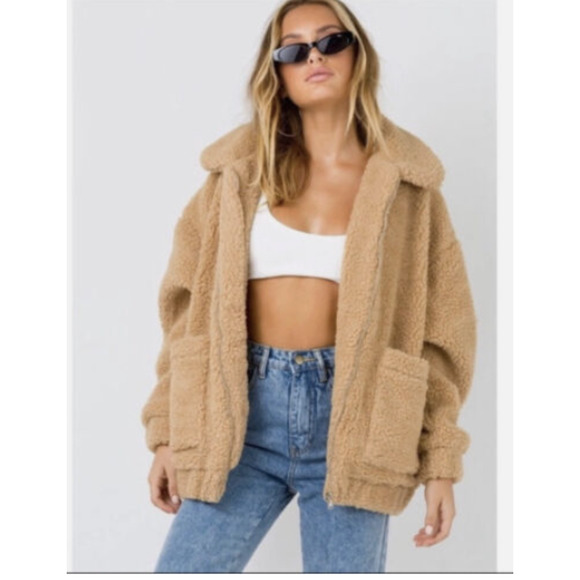 I.AM.GIA Jackets & Blazers - I AM GIA Tan Pixie Teddy Oversized Jacket